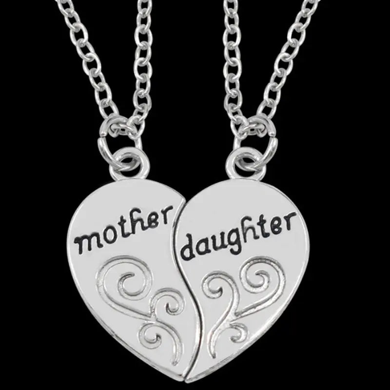 2pcs Antique Silver-plated Necklace Fashionable Mother Beautiful