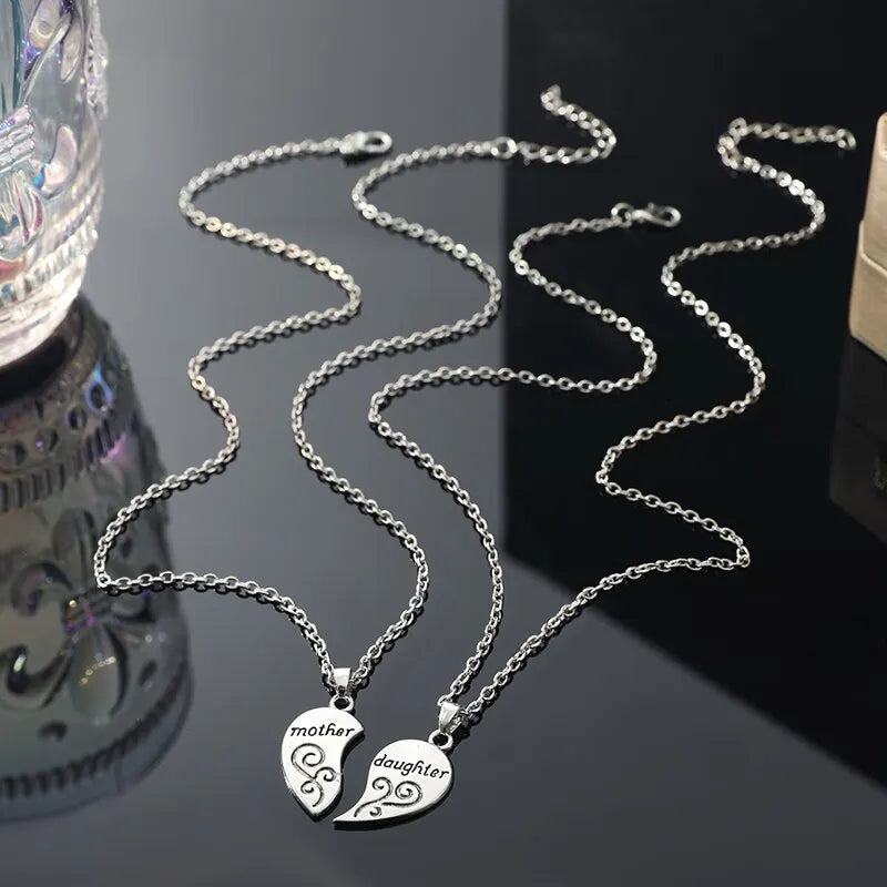 2pcs Antique Silver-plated Necklace Fashionable Mother Beautiful